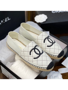Chanel CC Quilted Leather Espadrilles White 2021 41