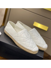 Chanel CC Quilted Lambskin Espadrilles White 2021 42