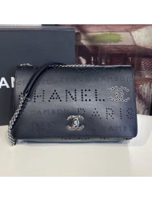 Chanel Calfskin Cutout Logo Eyelet Flap Bag AS0299 Black 2019