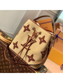 Louis Vuitton Néonoé MM Bucket Bag in Monogram Raffia-Like Textile Tan Brown 2021