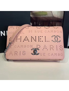 Chanel Calfskin Cutout Logo Eyelet Flap Bag AS0299 Pink 2019