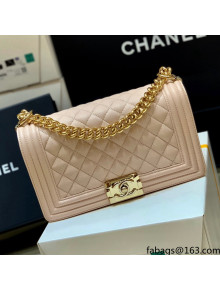 Chanel Quilted Original Haas Caviar Leather Medium Boy Flap Bag Nude Pink/Gold (Top Quality)