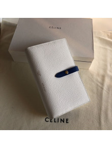 Celine Palm-Grained Leather Passport Wallet White/Blue 2022 