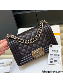 Chanel Quilted Original Haas Caviar Leather Small Boy Flap Bag Black/Silver (Top Quality)