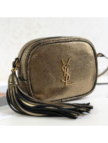 Saint Laurent Blogger Mini Camera Shoulder Bag in Crinkled Metallic Leather 425317 Gold 2019