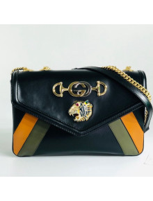 Gucci Rajah Medium Shoulder Bag in Patchwork Leather 537241 Black 2019