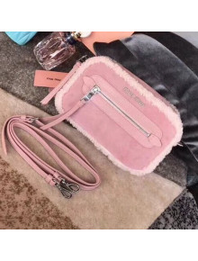 Miu Miu Shearling Camera Shoulder Bag 5BH118 Pink 2018