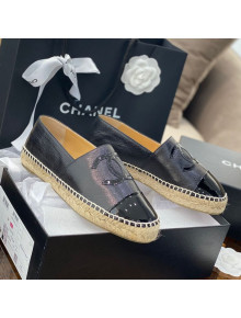 Chanel CC Shiny Lambskin Espadrilles Black 2021 47