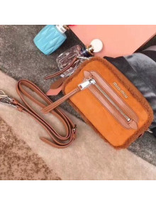 Miu Miu Shearling Camera Shoulder Bag 5BH118 Orange 2018