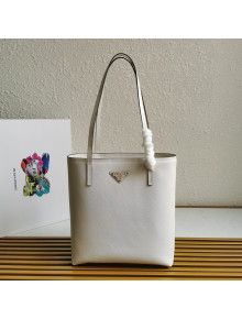 Prada Small Saffiano Leather Tote Bag 1BG342 White 2020