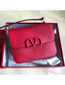Valentino Large VSLING Grained Calfskin Shoulder Bag 0074L Red 2019