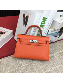 Hermes Mini Kelly 2 Handbag in Original Epsom Leather Orange (Half Handmade)