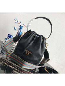 Prada Leather Bucket Bag 1BE018 Black 2019
