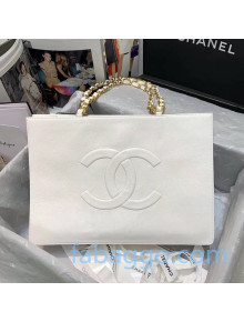 Chanel Shiny Aged Calfskin Shopping Bag AS1943 White 2020