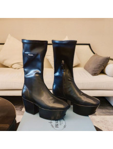 Prada Technical Nappa Platform Calf Short Boots 6.5cm Black 2021