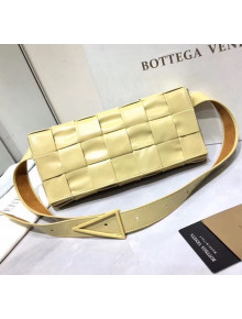 Bottega Veneta Intrecciato Calf Leather Crossbody Bag With signature Triangular Buckle Yellow 2020