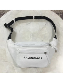 Balen...ga Calfskin Logo Print Small Belt Bag White 2018