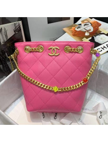 Chanel Quilted Lambskin Drawstring Bucket Bag AS2381 Pink 2021
