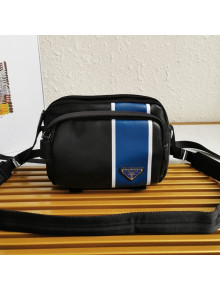 Prada Men's Striped Leather Cross-Body Bag 2VH043 Black/Blue 2020