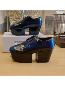 Prada Shiny Leather Platform Lace-up Shoe 6.5cm Blue 2021