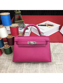 Hermes Mini Kelly 2 Handbag in Original Epsom Leather Rosy (Half Handmade)