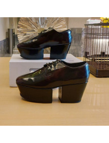 Prada Shiny Leather Platform Lace-up Shoe 6.5cm Burgundy 2021
