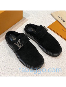 Louis Vuitton LV Cosy Suede Mules Black 2020 (For Women and Men)