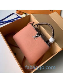 Louis Vuitton Capucines BB with Snakeskin Top Handle N95509 Peach Pink 2020