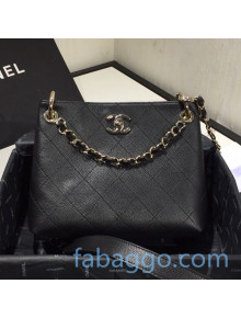 Chanel Quilted Grained Calfskin Chain Shopping Bag AS1461 Black 2020