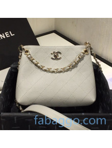 Chanel Quilted Grained Calfskin Chain Shopping Bag AS1461 Gray 2020