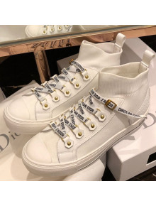 Dior Walk'n'Dior Mid-top Sneaker in White Technical Knit Fabric 2019