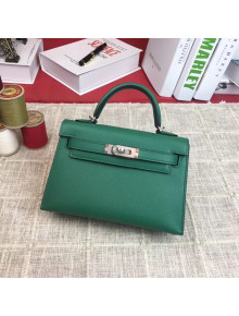 Hermes Mini Kelly 2 Handbag in Original Epsom Leather Green 2 (Half Handmade)