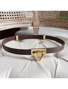 Bottega Veneta Leather Belt 2cm with Triangle Buckle Coffee Brown/Aged Gold 2021 