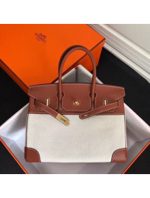 Hermes Bi-color Swift Leather And Canvas Birkin 30cm Bag (Gole-tone Hardware)