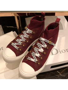 Dior Walk'n'Dior Mid-top Sneaker in Burgundy Technical Knit Fabric 2019