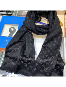 Louis Vuitton LV Timeless Monogram Cashmere Scarf 47x200cm Black 2019
