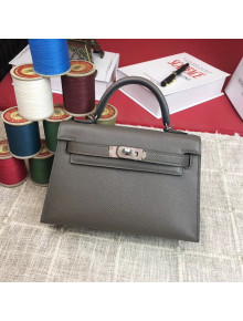 Hermes Mini Kelly 2 Handbag in Original Epsom Leather Grey (Half Handmade)