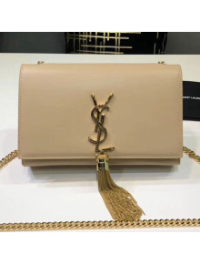 Saint Laurent Kate Small Chain and Tassel Bag in Smooth Leather 474366 Beige/Gold  