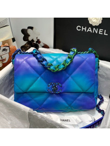 Chanel 19 Tie and Dye Calfskin Large Flap Bag AS1161 Blue/Purple 2021