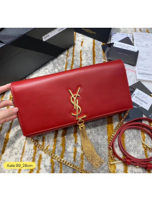 Saint Laurent Smooth Leather Kate 99 Tassels Shoulder Bag 604276 Red 2020（Top Quality）