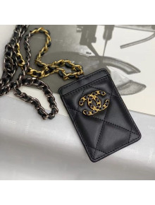 Chanel 19 Badge Holder with Chain AP1745 Black 2021