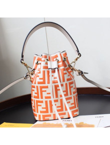 Fendi Mon Tresor Mini FF Leather Bucket Bag Orange 2020