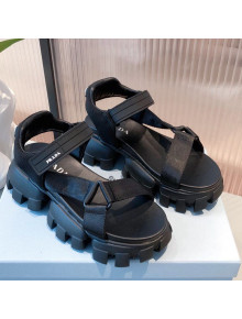 Prada Sporty Woven Nylon Tape Sandals Black 2021