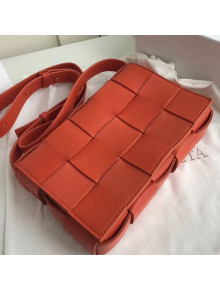 Bottega Veneta Cassette Small Crossbody Messenger Bag in Maxi Weave Orange 2019