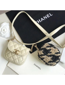 Chanel Quilted Lambskin Waist/Belt and Coin Purse AP0743 White/Beige 2020