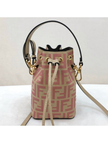 Fendi Mon Tresor Mini FF Leather Bucket Bag Beige/Pink 2020