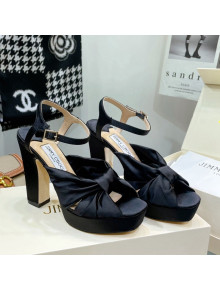 Jimmy Choo Silk Platform High Heel Sandals 11.5cm Black 2022 032308