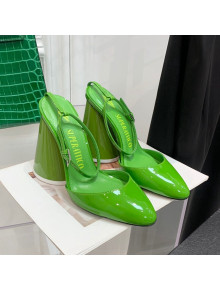 The Attico Luz Patent Leather High Heel Open Pumps 9.5cm Green 2022