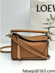 Loewe Puzzle Mini Bag in Litchi-Grained Calfskin Clay Brown 2022 10173