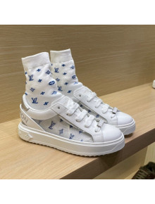 Louis Vuitton Time Out Monogram Socks Sneakers Blue/Silver 2021 112447
